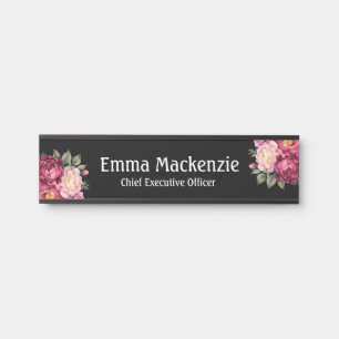 Custom Modern Floral Name Plate Office Door Sign
