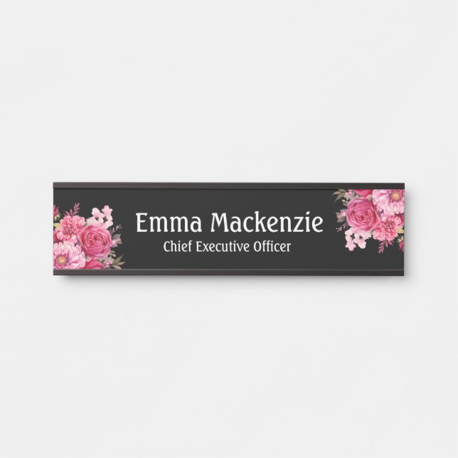 Custom Modern Floral Name Plate Office Door Sign (Front)