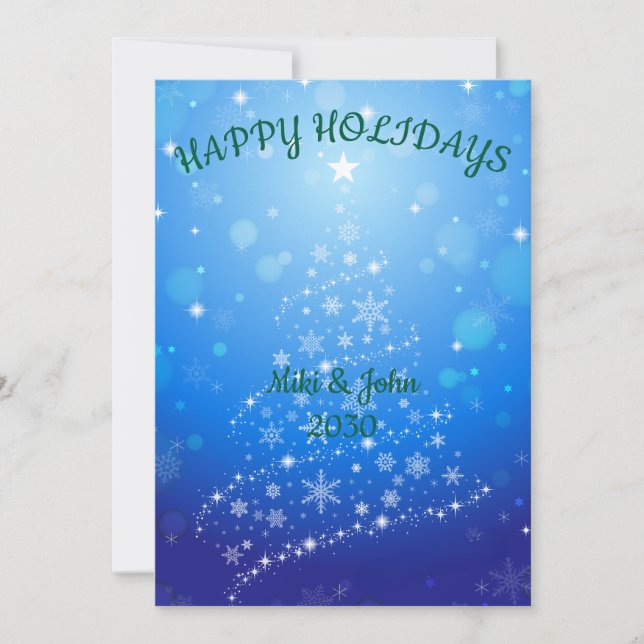 Custom Modern Foil Blue Christmas Holiday Card  (Front)