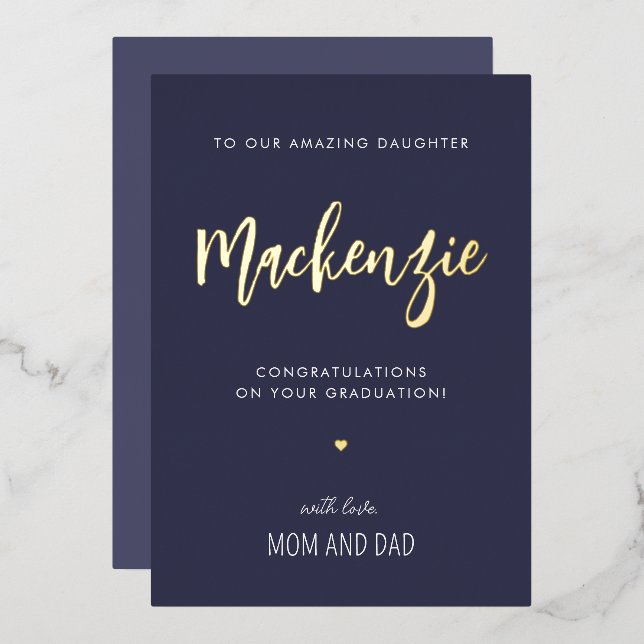 Custom Modern Foil Daughter Graduation Card (Front/Back)