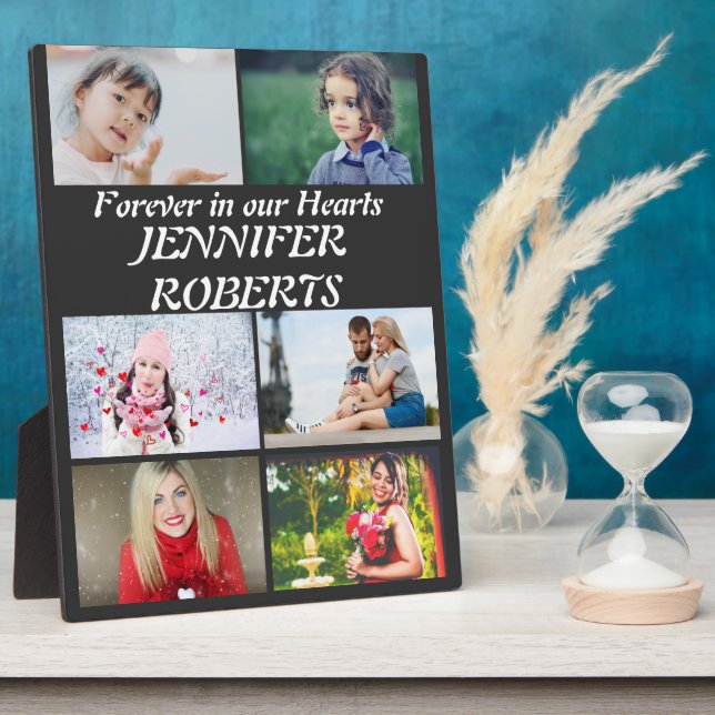 Custom modern Funeral 6 Photo Collage   Plaque (Side)