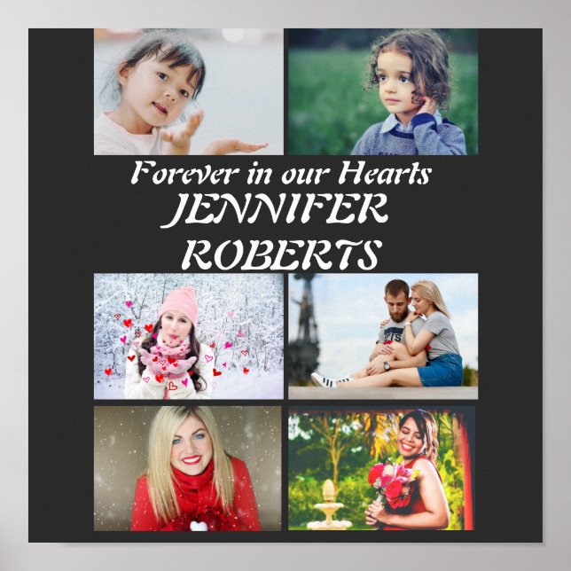 Custom modern Funeral 6 Photo Collage   Poster (Front)