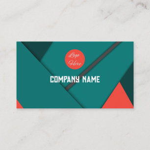 Custom Modern Geometric Teal and Red Theme  Business Card