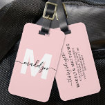 Custom Modern Girly Blush Pink Monogram Name Luggage Tag<br><div class="desc">Create Your Own Stylish Modern Custom World Traveller Girly Blush Pink Name Monogram Luggage Tag. This chic and girly luggage tag brings a fun and vibrant touch to any travel experience, making it the perfect accessory for the world traveller or anyone with a serious case of wanderlust. The front features...</div>
