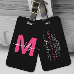 Custom Modern Girly Pink Monogram Name Luggage Tag<br><div class="desc">Create Your Own Stylish Elegant Custom World Traveller Pink Initial Name Monogram Luggage Tag. This chic and stylish luggage tag adds a refined touch to any travel experience, making it the perfect accessory for the world traveller or anyone with a serious case of wanderlust. On the front, the design showcases...</div>