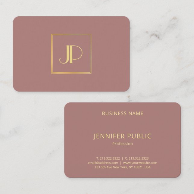 Custom Modern Gold Monogram Elegant Template Business Card (Front/Back)