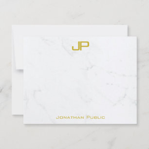 Custom Modern Gold White Marble Clean Personalised Card