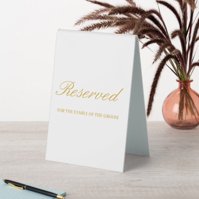 Custom Modern Gold White Script Wedding Reserved  (In SItu (Table))
