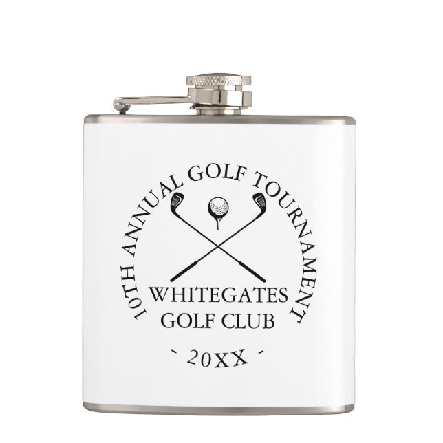 Custom Modern Golf Club Tournament  Hip Flask (Front)