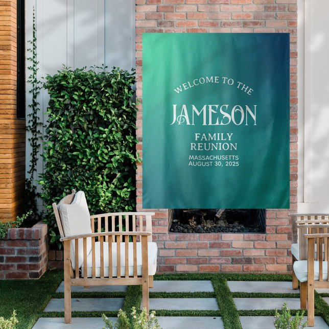 Custom Modern Gradient Family Reunion Backdrop Tapestry (Planning a family reunion? Welcome guests with this custom backdrop! )