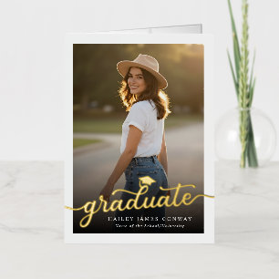 Custom Modern Graduate Typography Graduation Foil Holiday Card