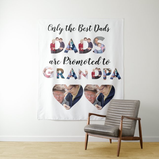 Custom Modern Grandpa 9 Photo Collage Kitchen  Tapestry (In Situ)