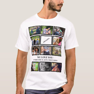 Custom Modern Grandpa Fathers Day 11 Photo Collage T-Shirt