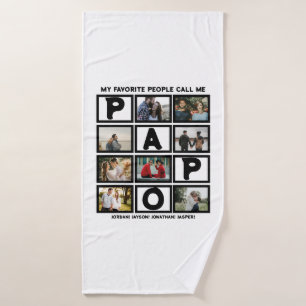 Custom Modern Grandpa Papo 8 Photo Collage Bath Towel Set