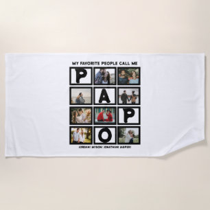 Custom Modern Grandpa Papo 8 Photo Collage Beach Towel