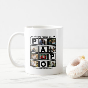 Custom Modern Grandpa Papo 8 Photo Collage Coffee Mug