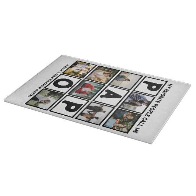 Custom Modern Grandpa Papo 8 Photo Collage Cutting Board (Corner)