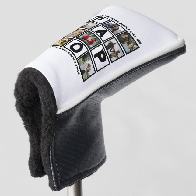 Custom Modern Grandpa Papo 8 Photo Collage Golf Head Cover (3/4 Front)