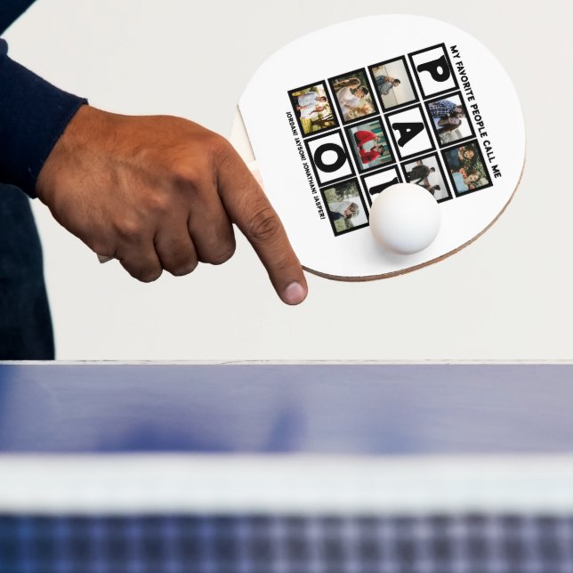 Custom Modern Grandpa Papo 8 Photo Collage Ping Pong Paddle (Insitu)