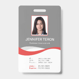 Custom Modern Grey Employee ID Card with barcode Badge