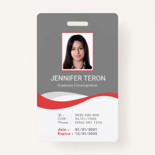 Custom Modern Grey Employee ID Card with barcode ID Badge