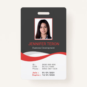 Custom Modern Grey Employee ID Card with barcode ID Badge