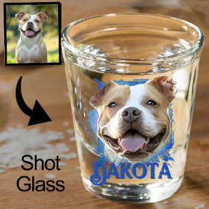 Custom Modern Grunge Pet Lover Pitbull Dog Photo Shot Glass