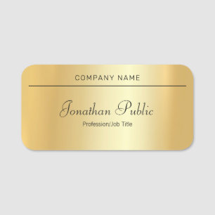 Custom Modern Handwritten Script Elegant Gold Glam Name Tag
