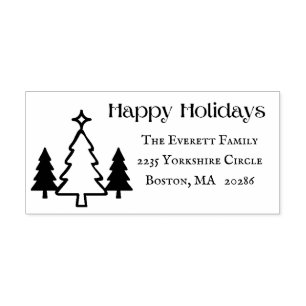 Custom Modern Happy Holidays Return Address Self-inking Stamp