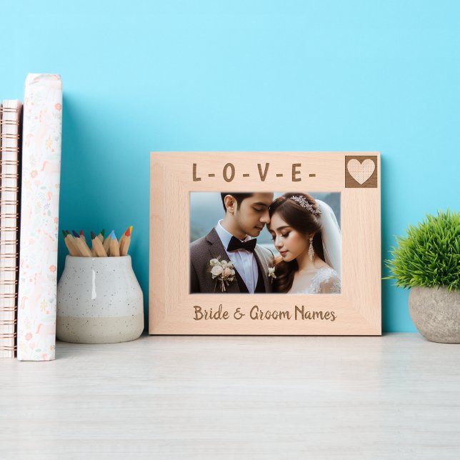 Custom Modern Heart Art, Bride and Groom Etched Frames (Creator Uploaded)