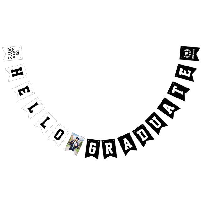 Custom Modern Hello Graduate Photo Graduation Bunting (All)