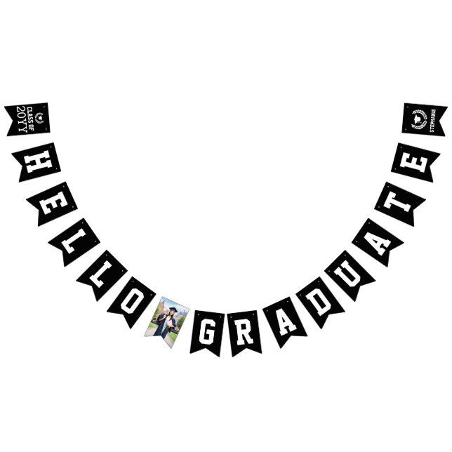 Custom Modern Hello Graduate Photo Graduation Bunting (All)