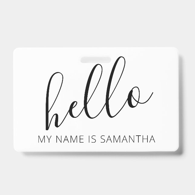 Custom Modern Hello Name ID Badge (Front)