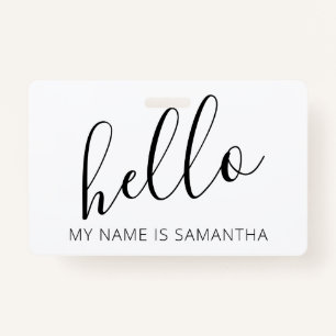 Custom Modern Hello Name ID Badge