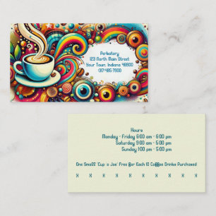 Custom Modern Hip Style Coffee Shop & Punch Business Card