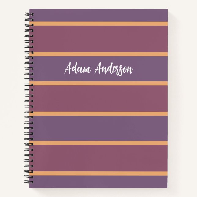 Custom Modern Horizontal Striped Design Notebook (Front)