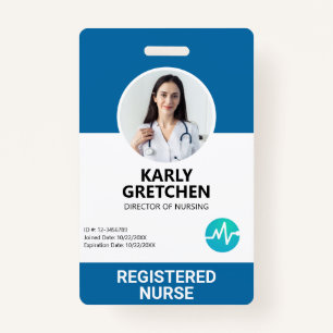 Custom Modern Hospital Employee Photo ID Card Blue ID Badge