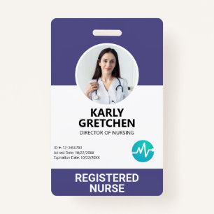 Custom Modern Hospital Employee Photo ID Purple ID Badge