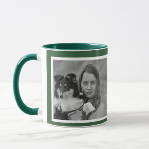Custom Modern Hunter Green 2 photo collage Mug