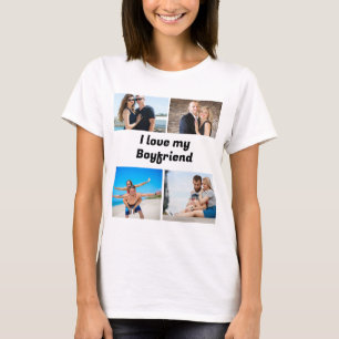 Custom modern I Love my Girlfriend 4 Photo Collage T-Shirt
