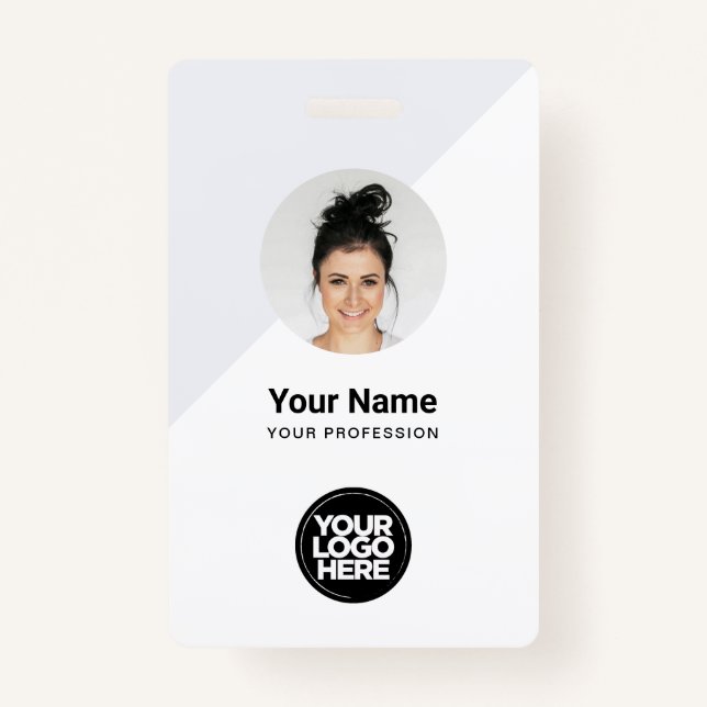 Custom Modern ID Card, Minimalist Photo Name Logo ID Badge (Front)