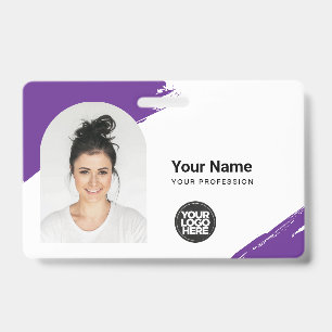 Custom Modern ID Card Simple QR Arc Photo Brush Badge