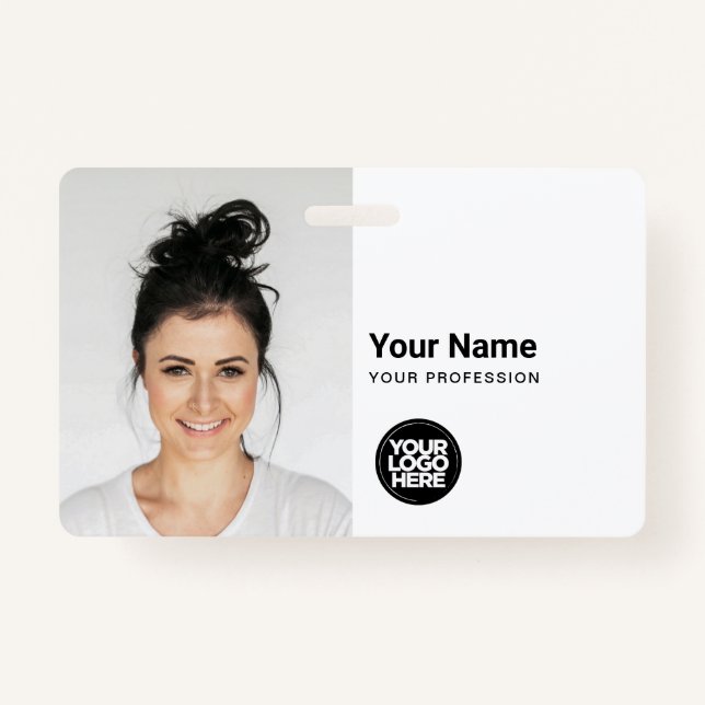 Custom Modern ID Card Simple QR Large Photo ID Badge (Front)