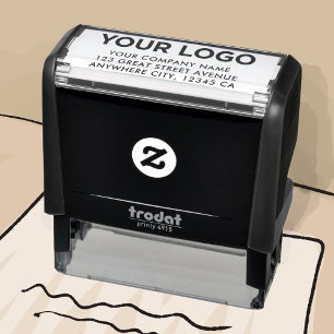 Custom Modern Inline Corporate Logo Return Address Self-inking Stamp