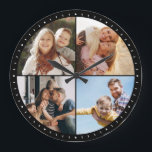 Custom Modern Instagram Family Photo Collage Large Clock<br><div class="desc">Simple and modern Instagram photo collage,  perfect for 4 favourite memories for this keepsake wall clock in minimalist design. Perfect as a gift for family or best friends,  home warming,  or newlyweds.</div>