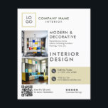 Custom Modern Interior Design Flyer<br><div class="desc">Elegant modern,  customisable interior design flyer.</div>