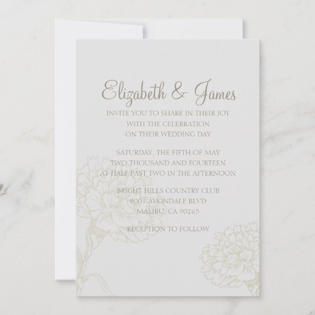 Custom Modern Ivory Wedding Invitations (Front)