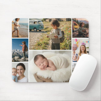 Custom Modern Kids Birthday Photo Collage Mousepad