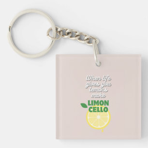 Custom Modern Lemons Quote Limoncello Favour Key Ring