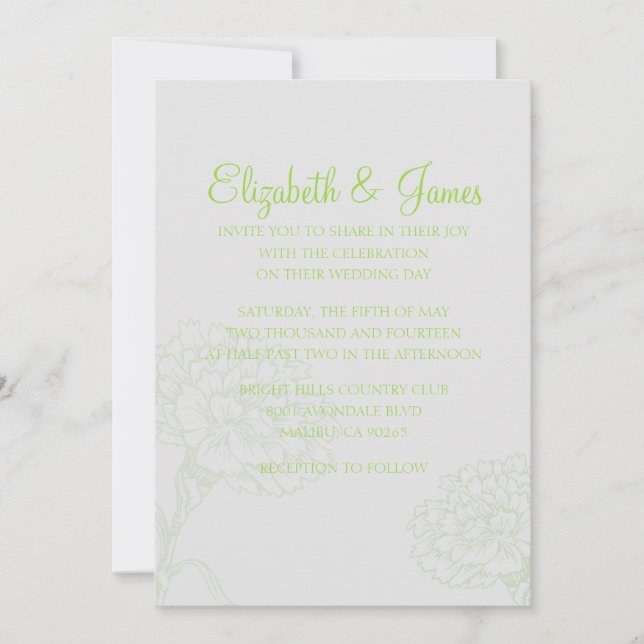 Custom Modern Lime Wedding Invitations (Front)
